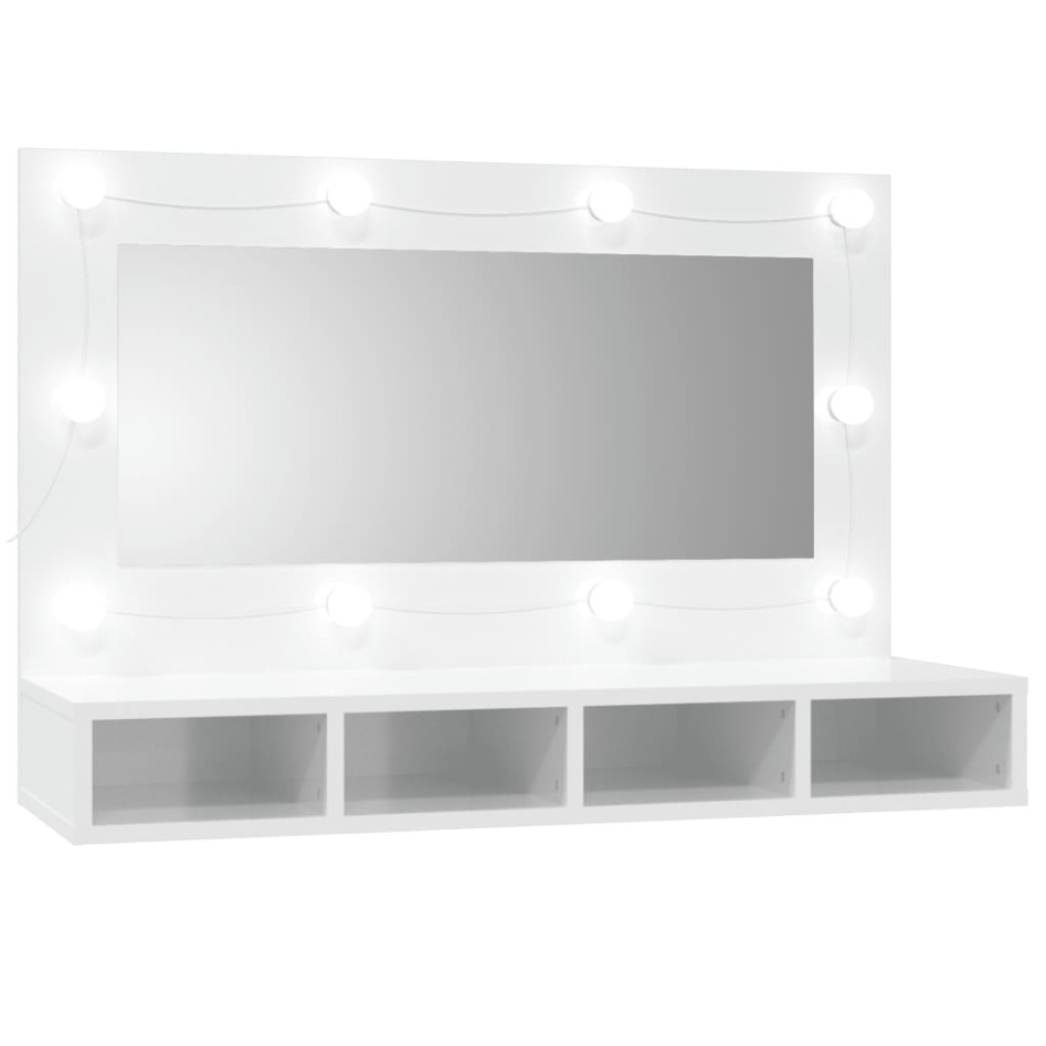 Mueble con espejo y luces LED blanco brillante 90x31,5x62