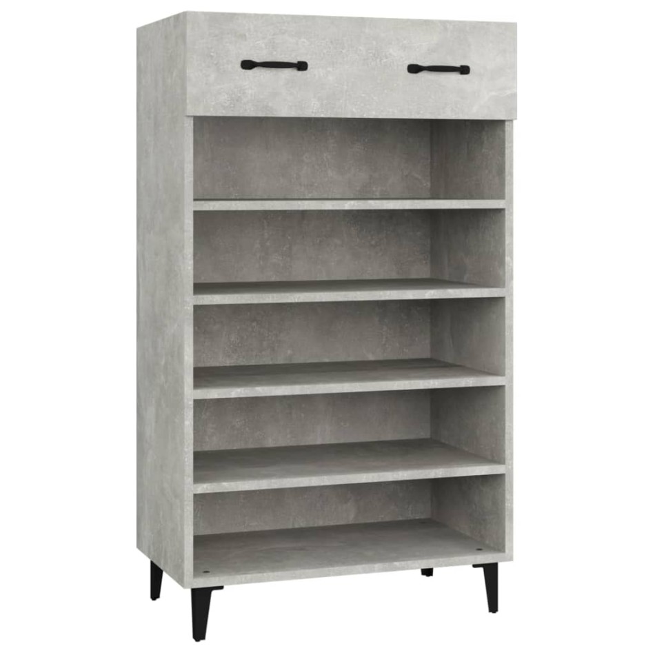 Mueble zapatero madera contrachapada gris hormigón 60x35x105