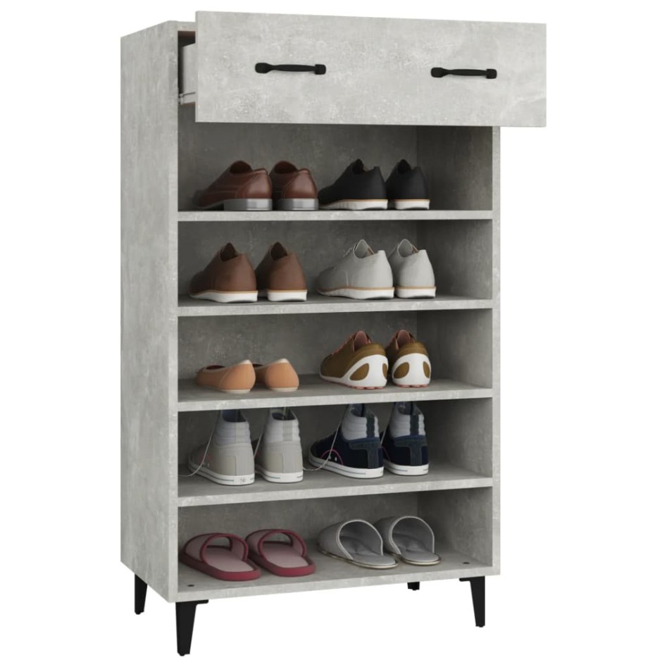 Mueble zapatero madera contrachapada gris hormigón 60x35x105