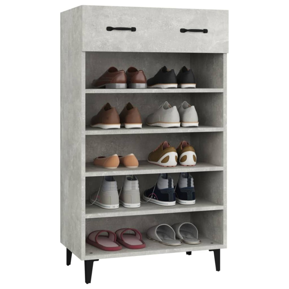 Mueble zapatero madera contrachapada gris hormigón 60x35x105