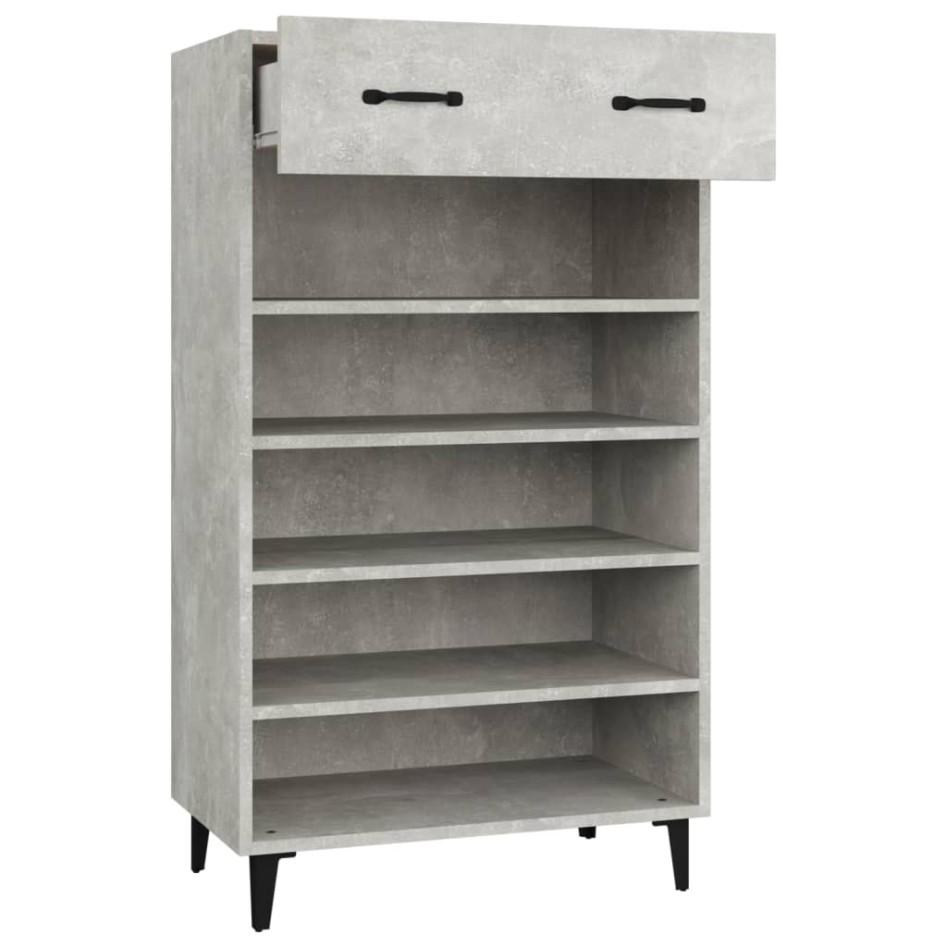 Mueble zapatero madera contrachapada gris hormigón 60x35x105
