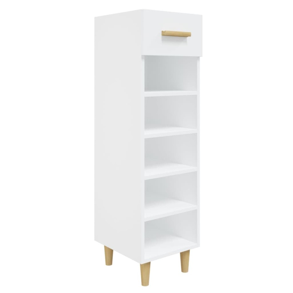 Mueble zapatero de madera contrachapada blanco 30x35x105