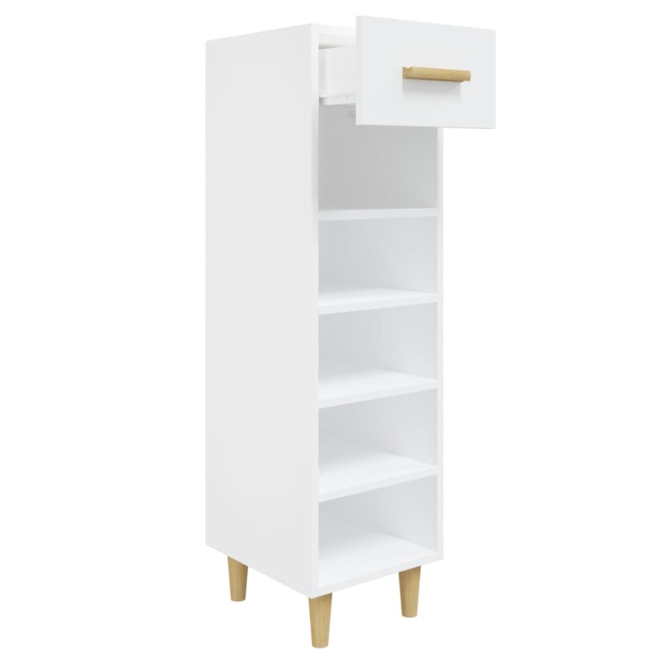 Mueble zapatero de madera contrachapada blanco 30x35x105