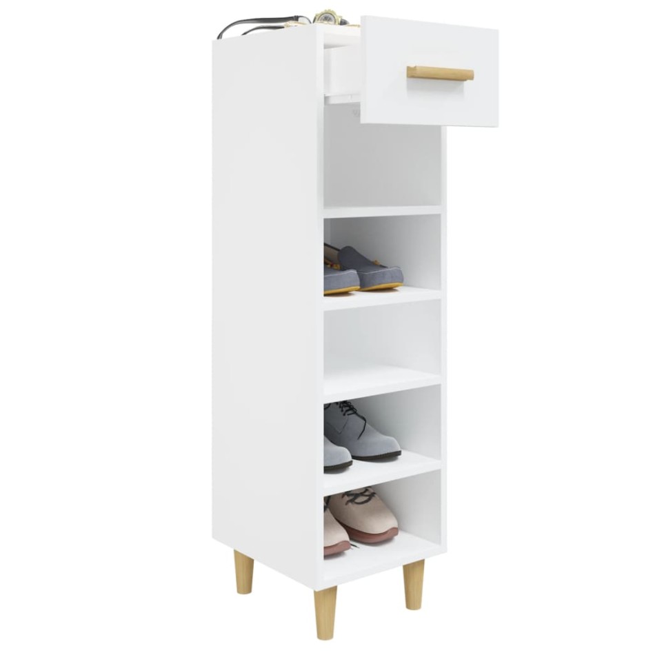 Mueble zapatero de madera contrachapada blanco 30x35x105