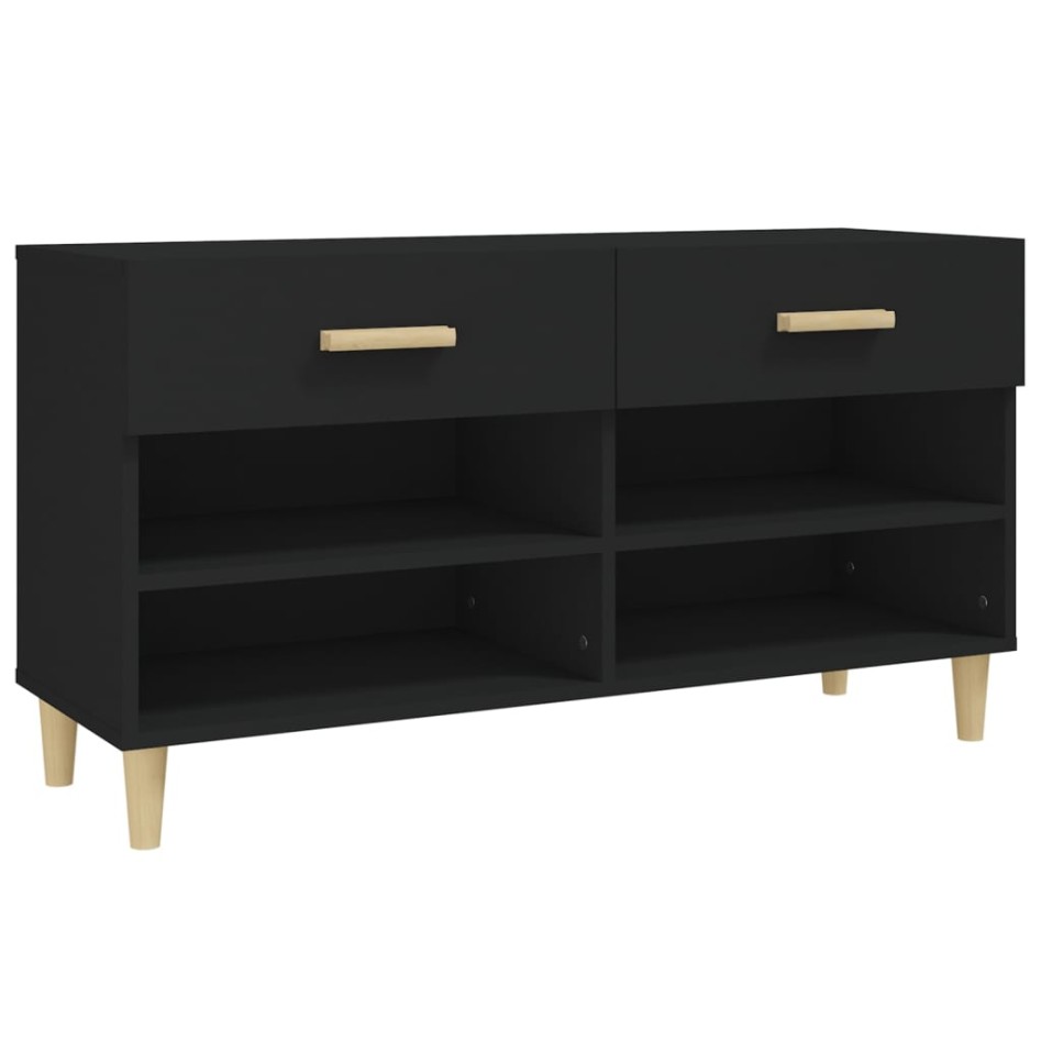 Mueble zapatero de madera contrachapada negro 102x35x55