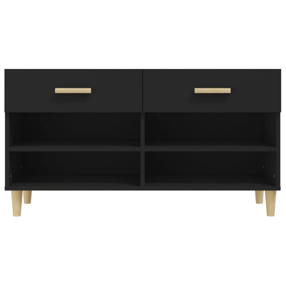 Mueble zapatero de madera contrachapada negro 102x35x55