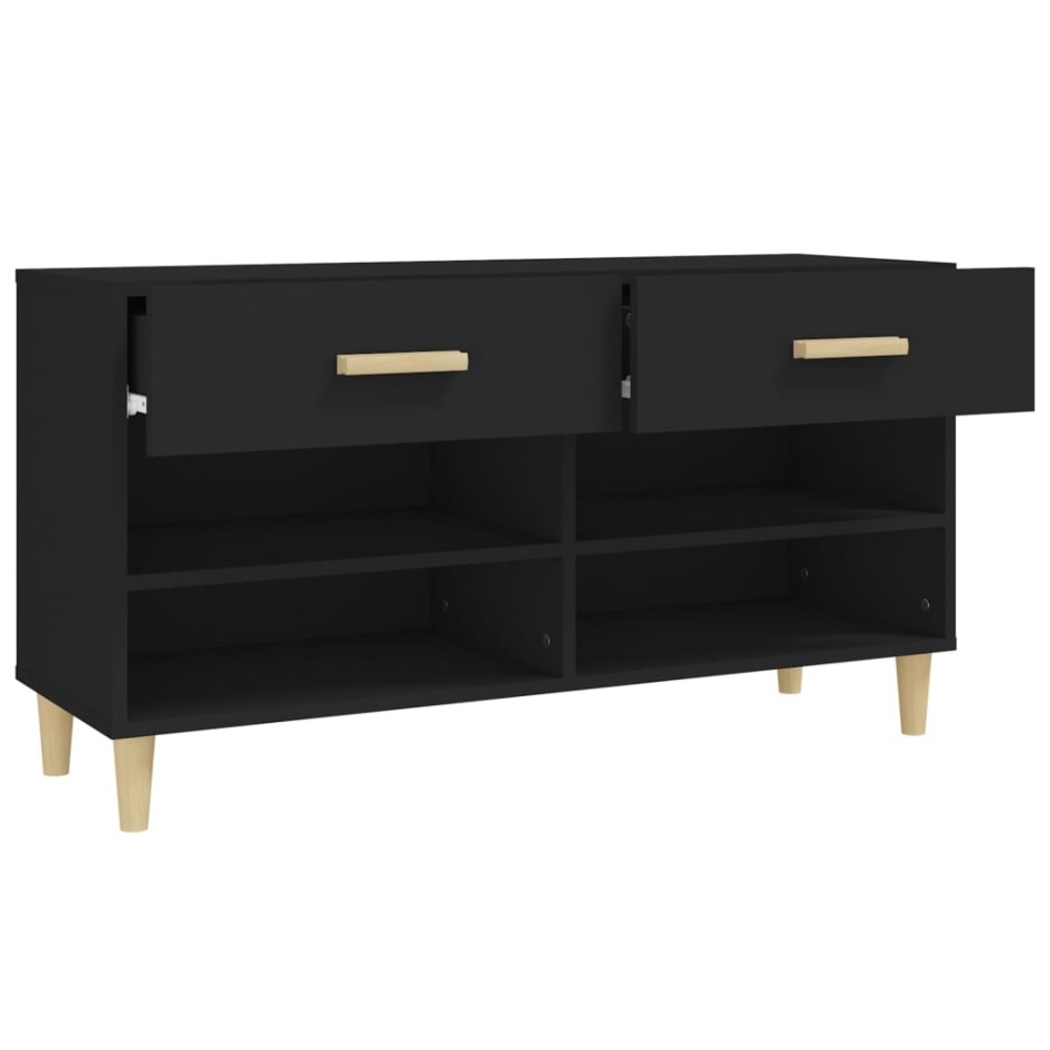 Mueble zapatero de madera contrachapada negro 102x35x55