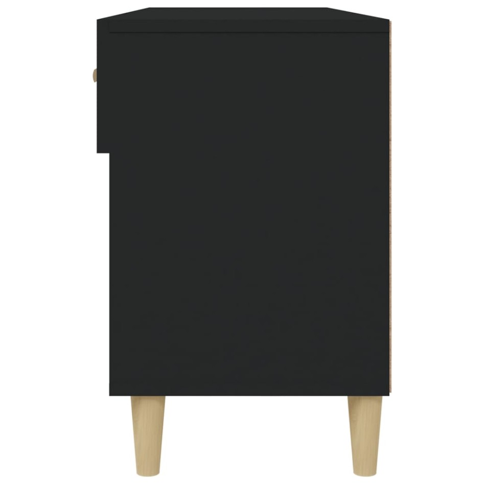 Mueble zapatero de madera contrachapada negro 102x35x55