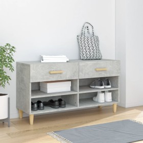 Mueble zapatero madera contrachapada gris hormigón 102x35x55