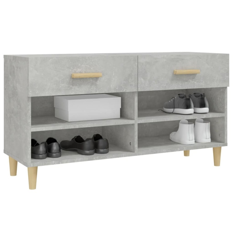 Mueble zapatero madera contrachapada gris hormigón 102x35x55