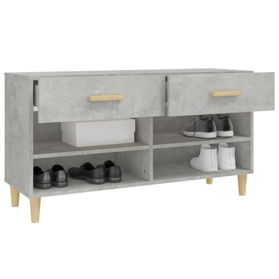 Mueble zapatero madera contrachapada gris hormigón 102x35x55