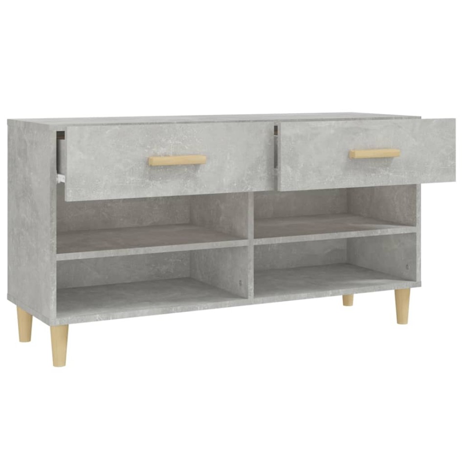 Mueble zapatero madera contrachapada gris hormigón 102x35x55