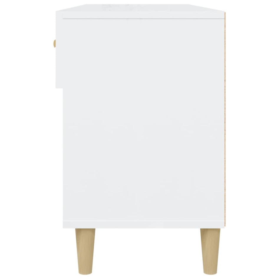 Mueble zapatero madera contrachapada blanco brillo 102x35x55