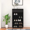 Armario zapatero de madera maciza de pino negro 60x34x105 cm