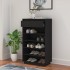 Armario zapatero de madera maciza de pino negro 60x34x105
