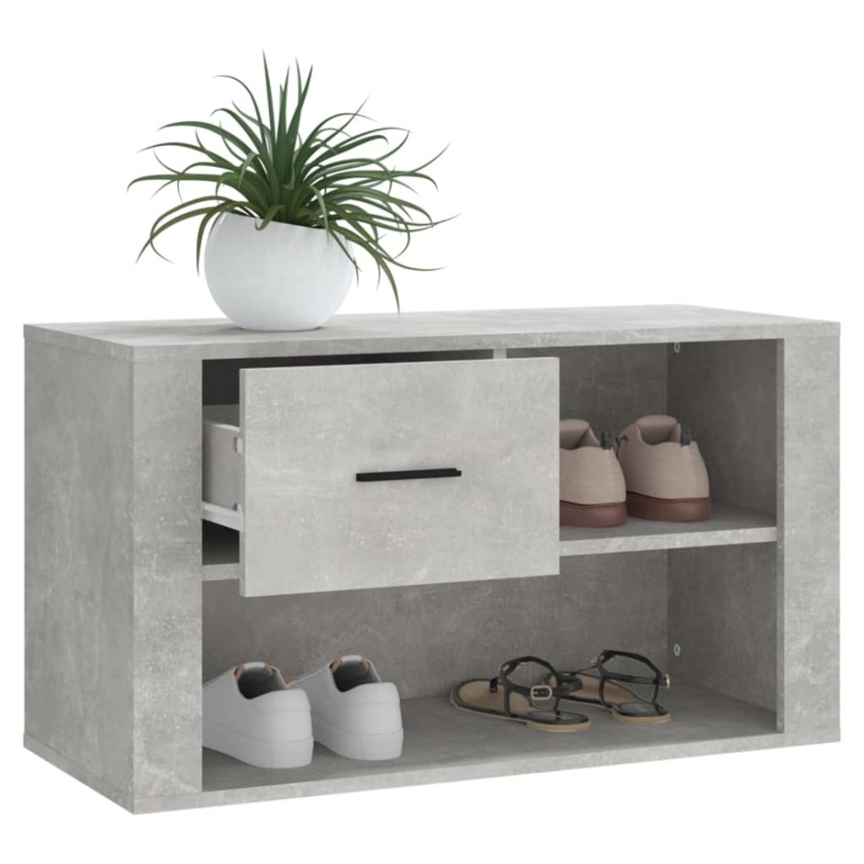 Mueble zapatero madera contrachapada gris hormigón 80x35x45