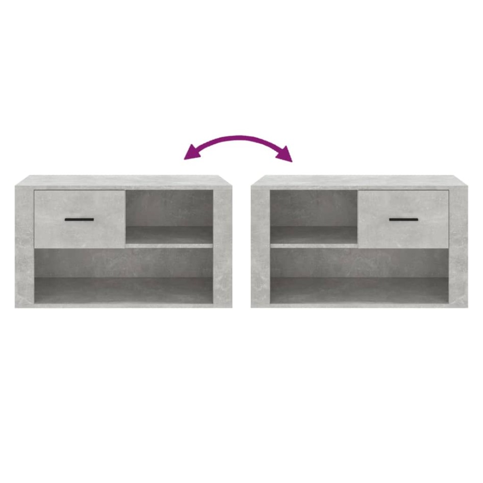 Mueble zapatero madera contrachapada gris hormigón 80x35x45