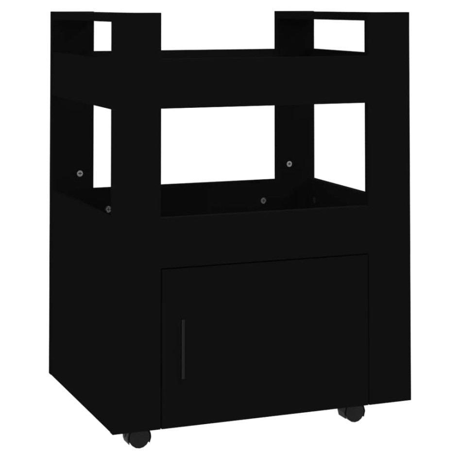 Carrito de cocina madera contrachapada negro 60x45x80