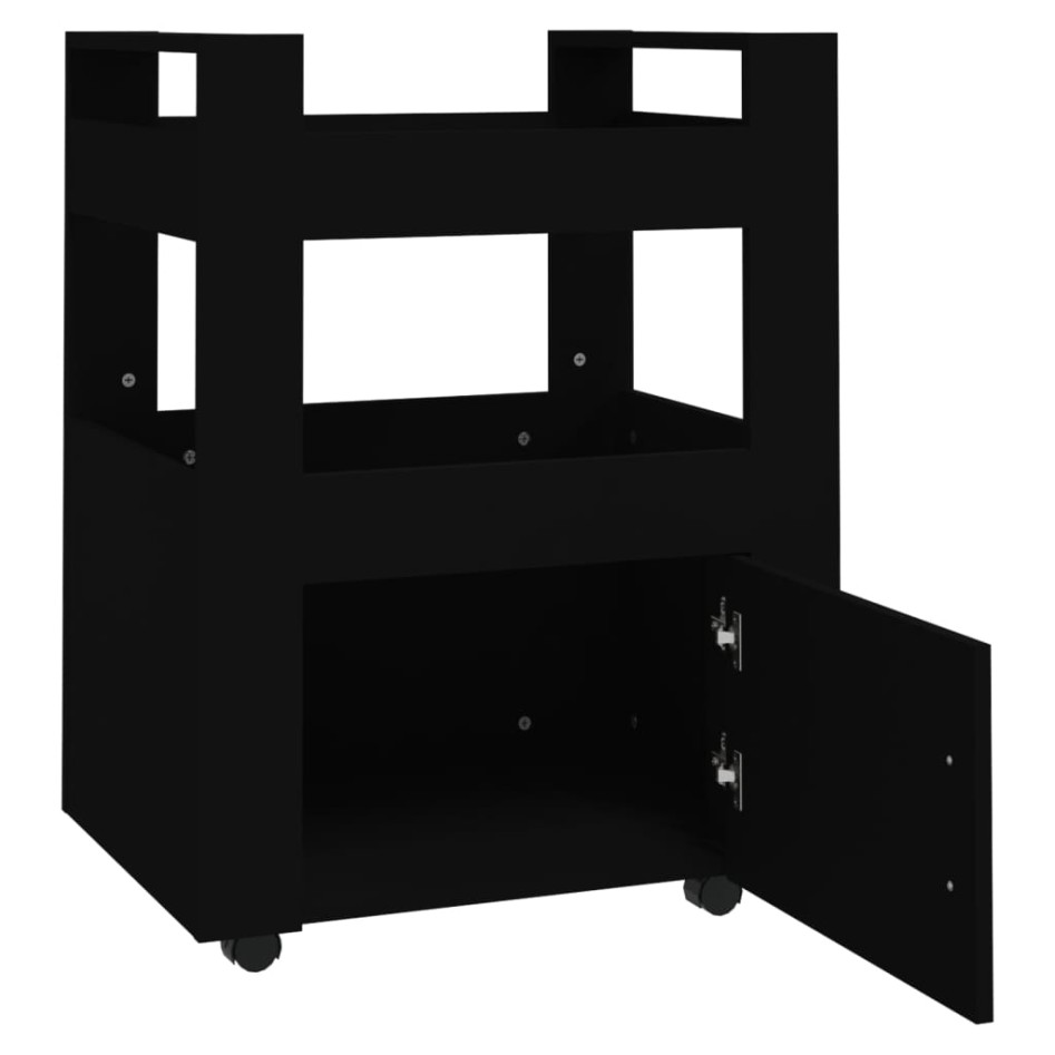 Carrito de cocina madera contrachapada negro 60x45x80