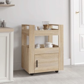 Carrito de cocina madera contrachapada color roble 60x45x80