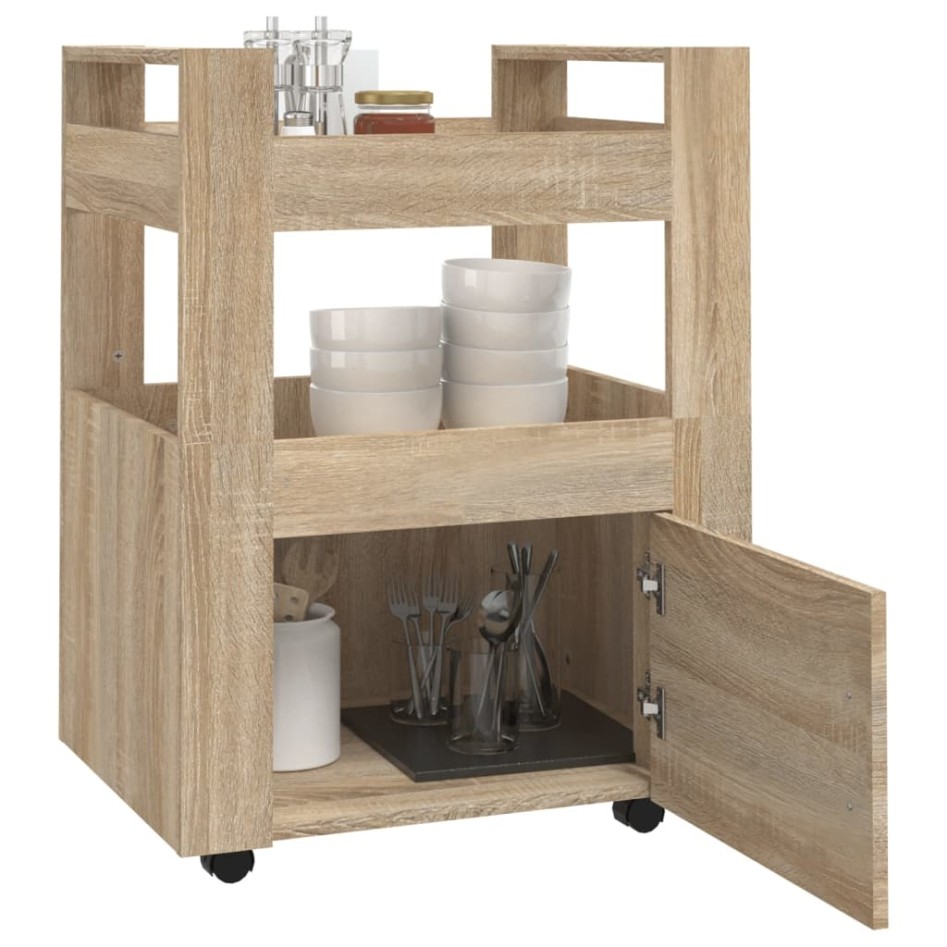 Carrito de cocina madera contrachapada color roble 60x45x80