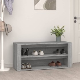 Mueble zapatero madera contrachapada gris hormigón 100x35x45