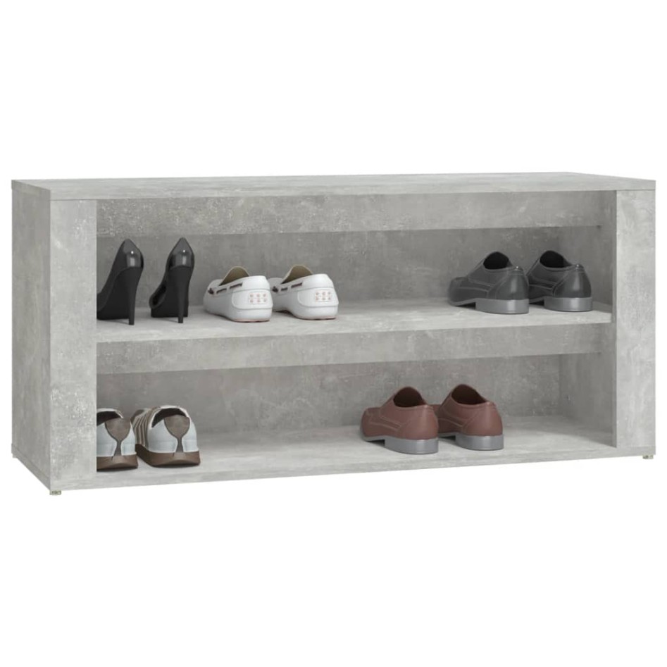 Mueble zapatero madera contrachapada gris hormigón 100x35x45
