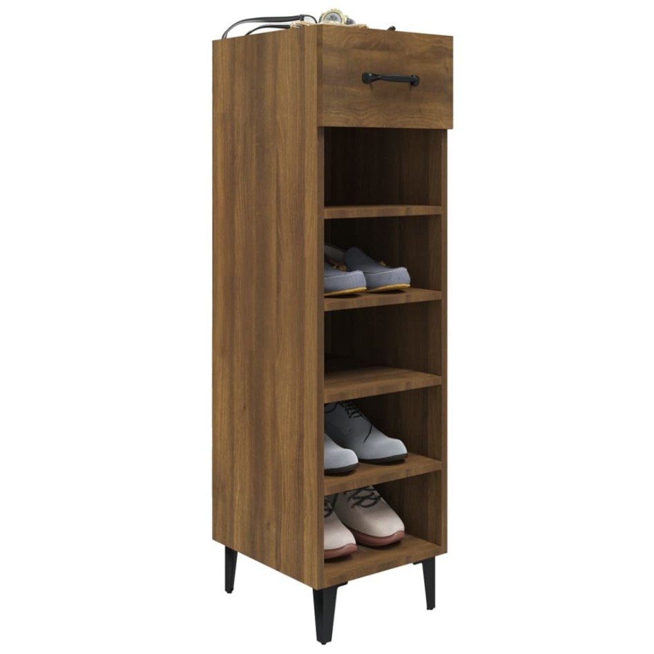 Mueble zapatero madera contrachapada marrón roble 30x35x105