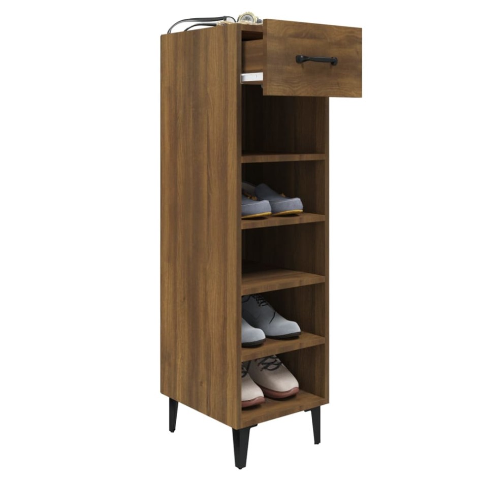 Mueble zapatero madera contrachapada marrón roble 30x35x105