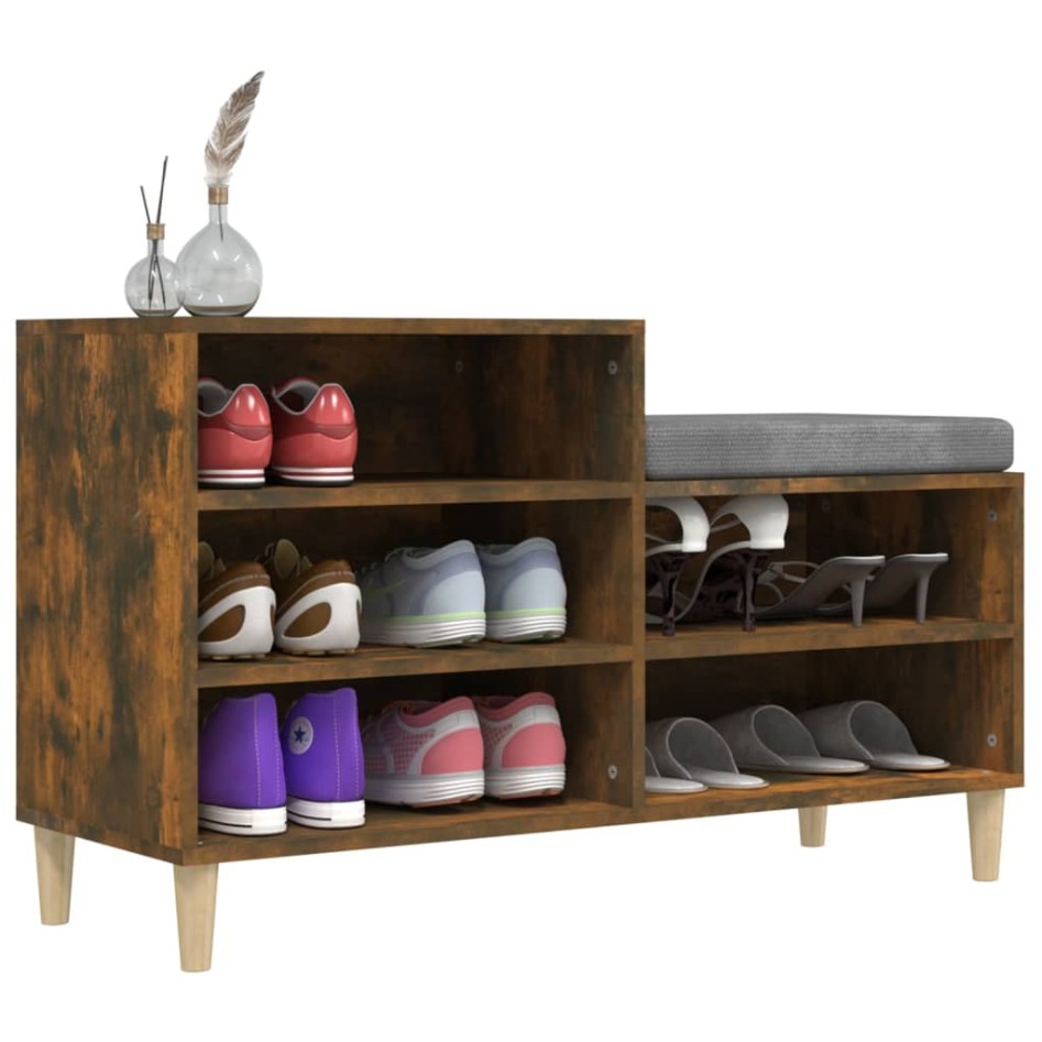 Mueble zapatero madera contrachapada roble ahumado 102x36x60