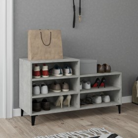 Mueble zapatero madera contrachapada gris hormigón 102x36x60