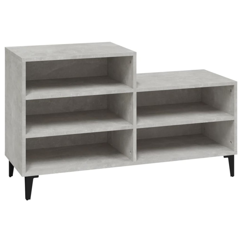 Mueble zapatero madera contrachapada gris hormigón 102x36x60