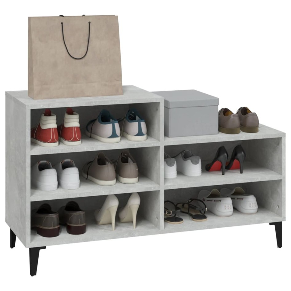 Mueble zapatero madera contrachapada gris hormigón 102x36x60