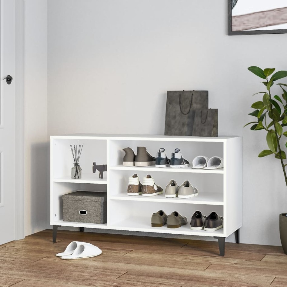 Mueble zapatero madera contrachapada blanco 102x36x60