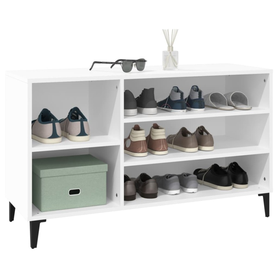 Mueble zapatero madera contrachapada blanco 102x36x60