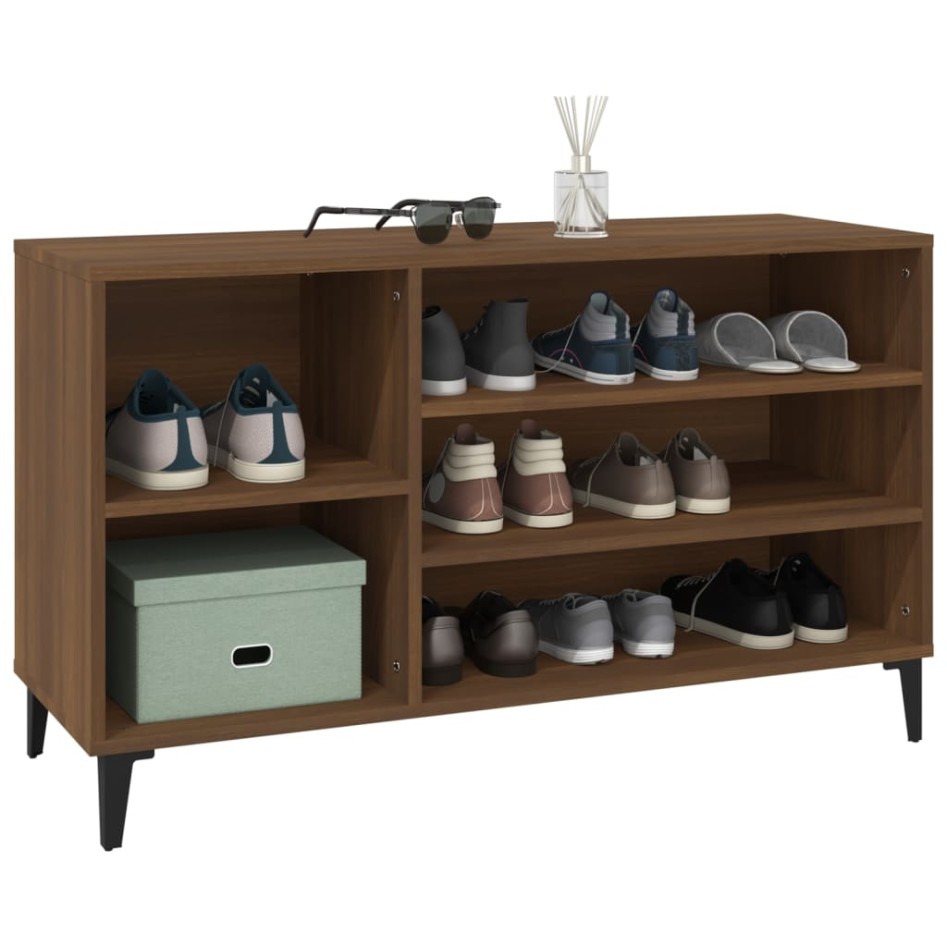 Mueble zapatero madera contrachapada roble marrón 102x36x60