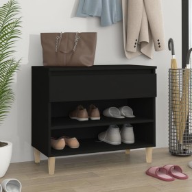 Mueble zapatero madera contrachapada negro 70x36x60