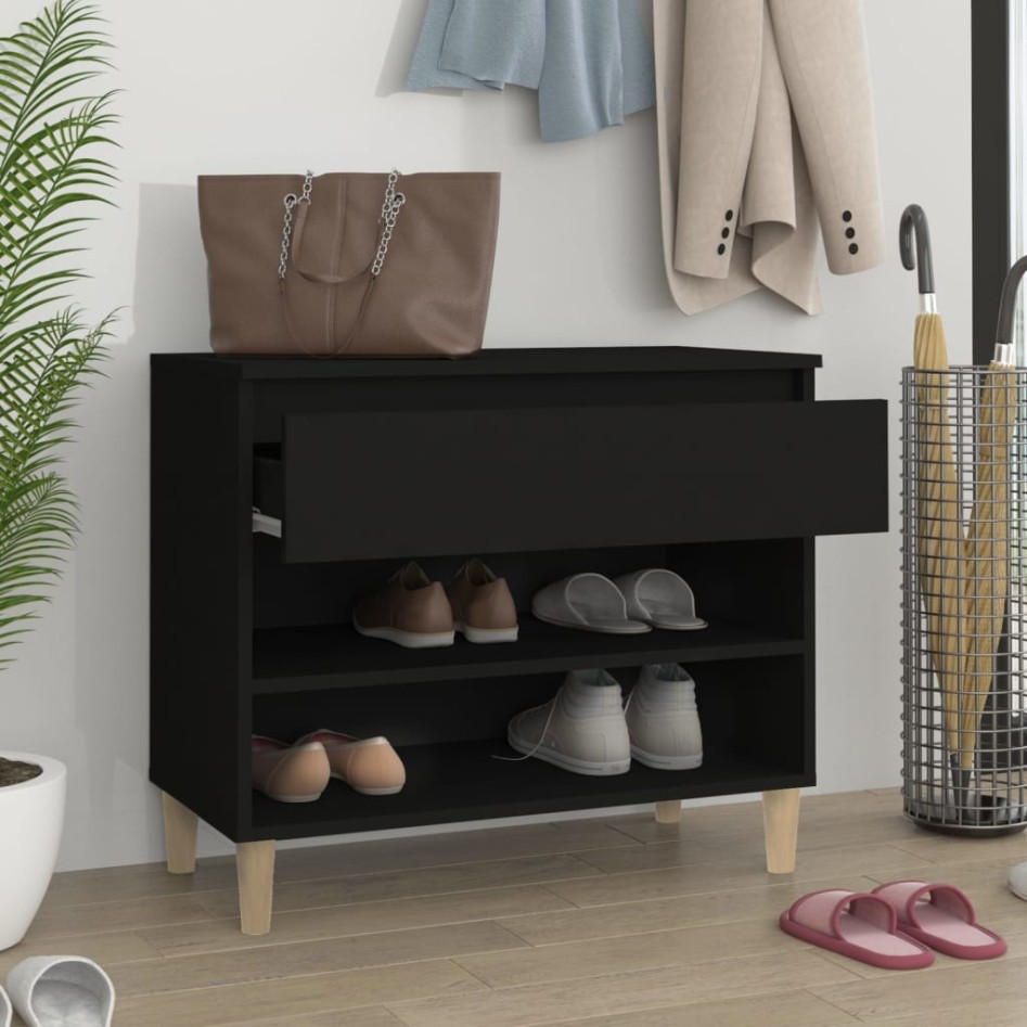 Mueble zapatero madera contrachapada negro 70x36x60