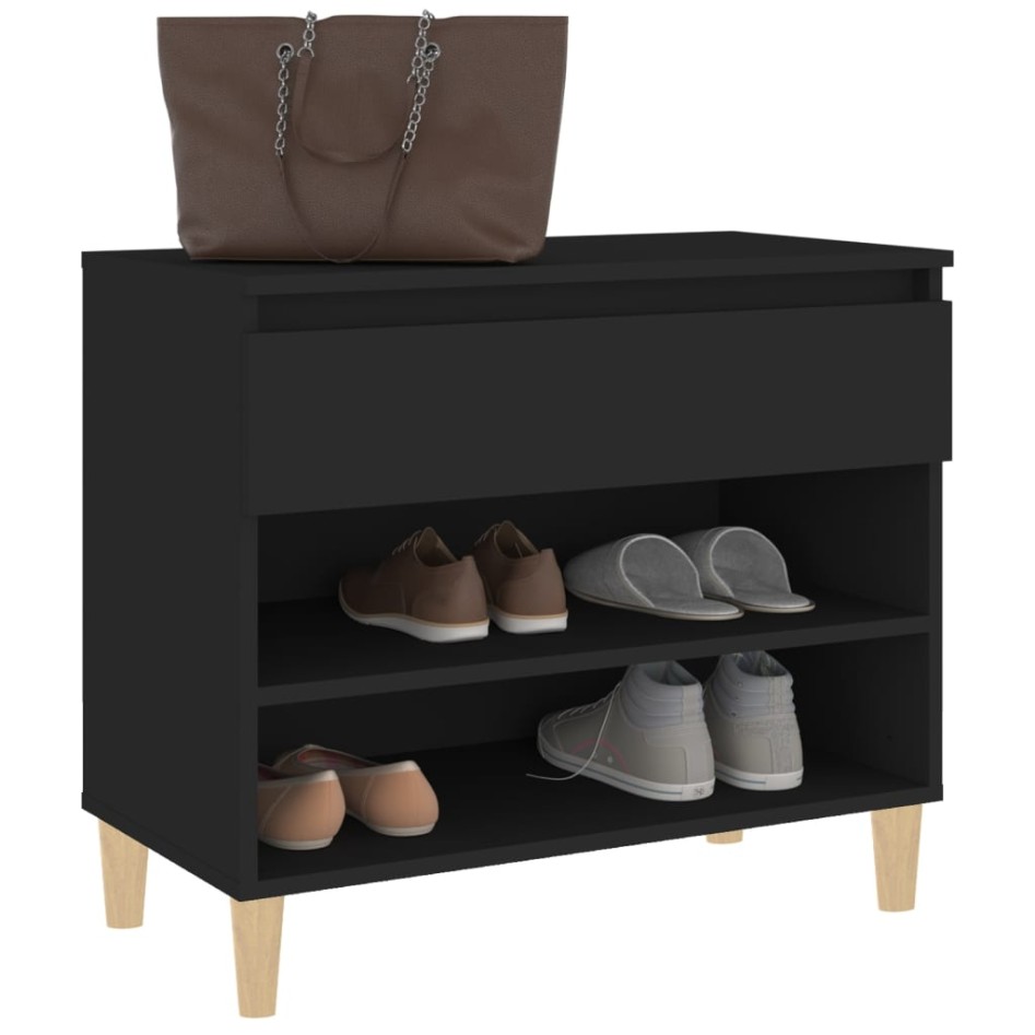 Mueble zapatero madera contrachapada negro 70x36x60