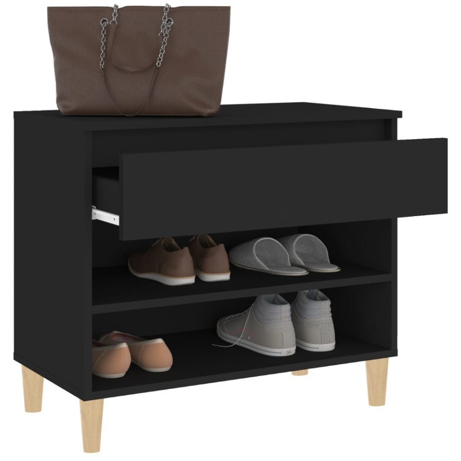 Mueble zapatero madera contrachapada negro 70x36x60
