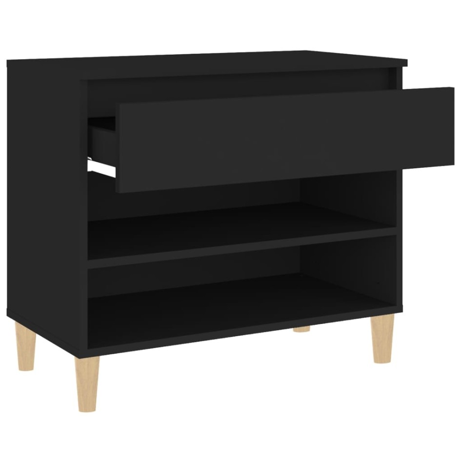 Mueble zapatero madera contrachapada negro 70x36x60