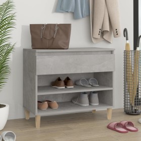 Mueble zapatero madera contrachapada gris hormigón 70x36x60