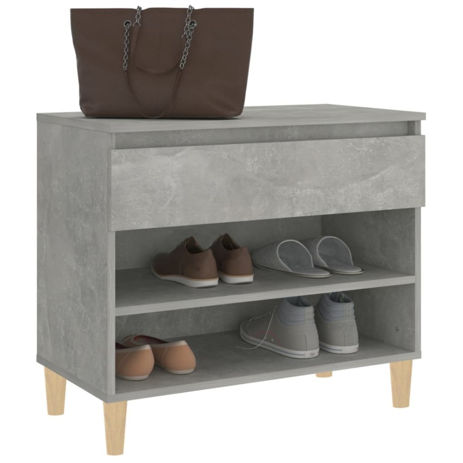 Mueble zapatero madera contrachapada gris hormigón 70x36x60