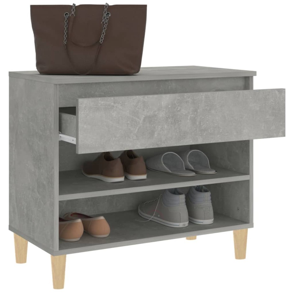 Mueble zapatero madera contrachapada gris hormigón 70x36x60