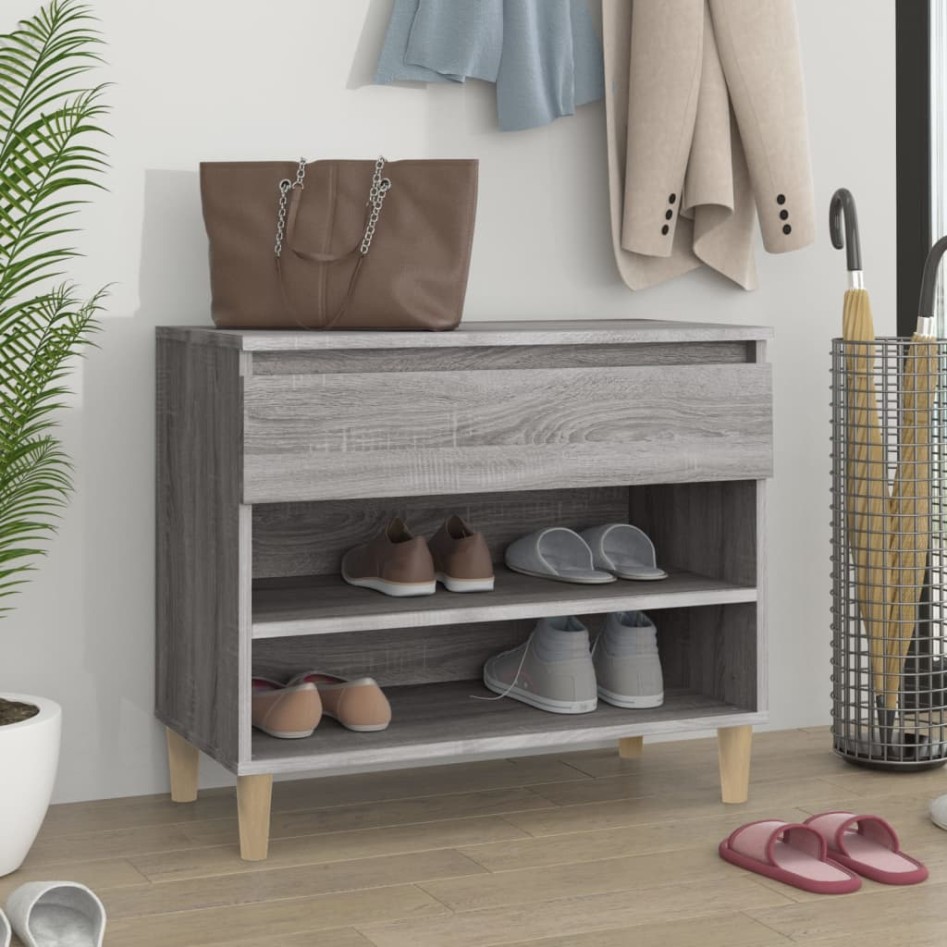 Mueble zapatero madera contrachapada gris Sonoma 70x36x60