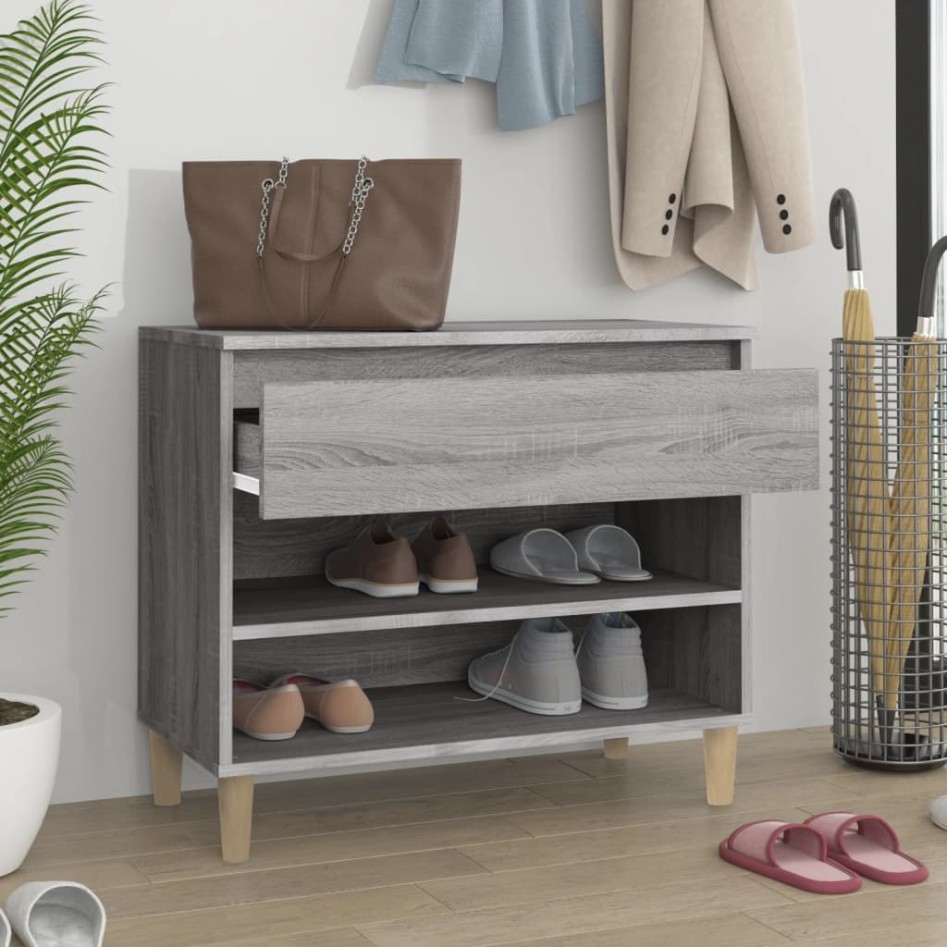 Mueble zapatero madera contrachapada gris Sonoma 70x36x60
