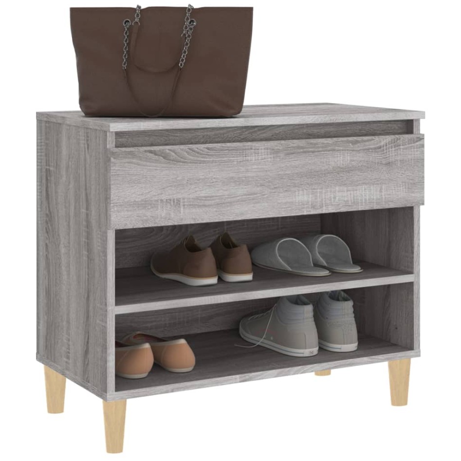 Mueble zapatero madera contrachapada gris Sonoma 70x36x60