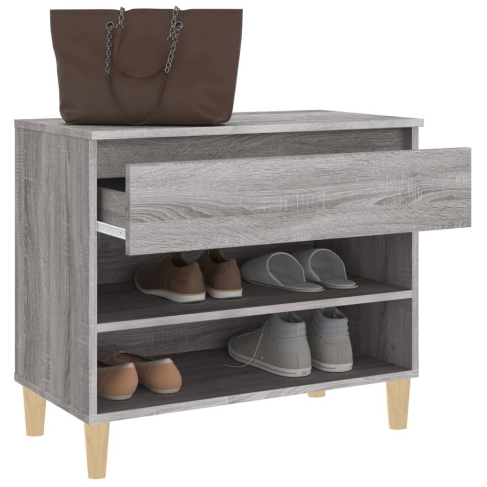 Mueble zapatero madera contrachapada gris Sonoma 70x36x60