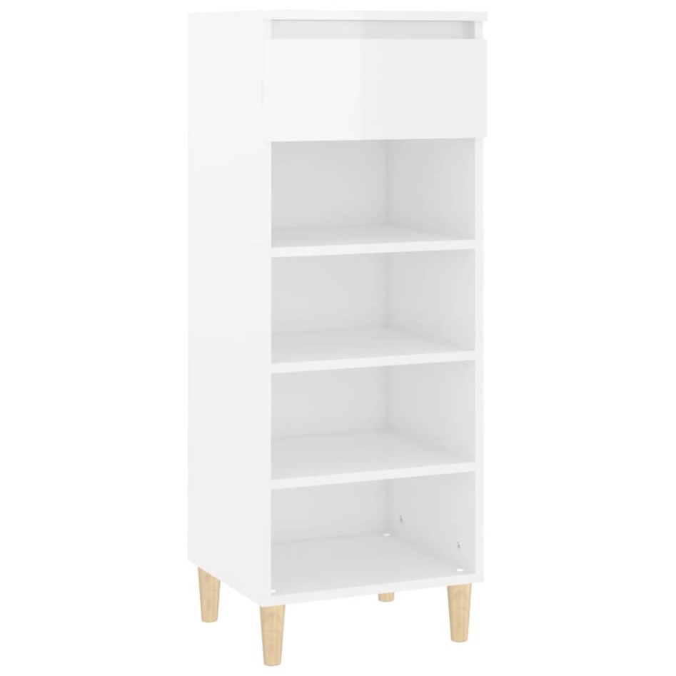 Mueble zapatero madera contrachapada blanco brillo 40x36x105