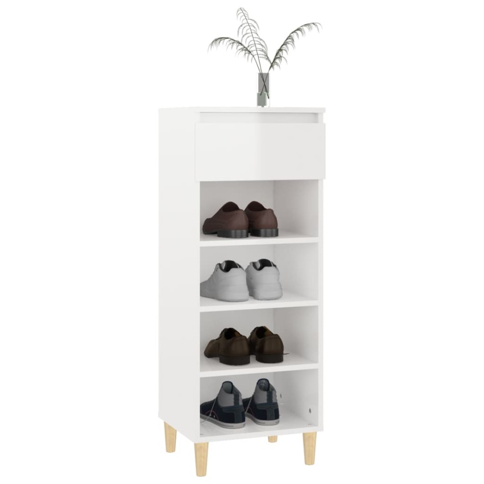 Mueble zapatero madera contrachapada blanco brillo 40x36x105